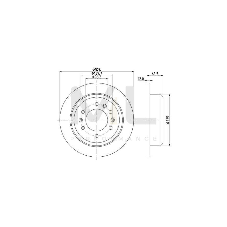 HELLA 8DD 355 114-041 Brake Disc for KIA SEDONA Solid, without wheel hub, without wheel studs | ML Performance Car Parts