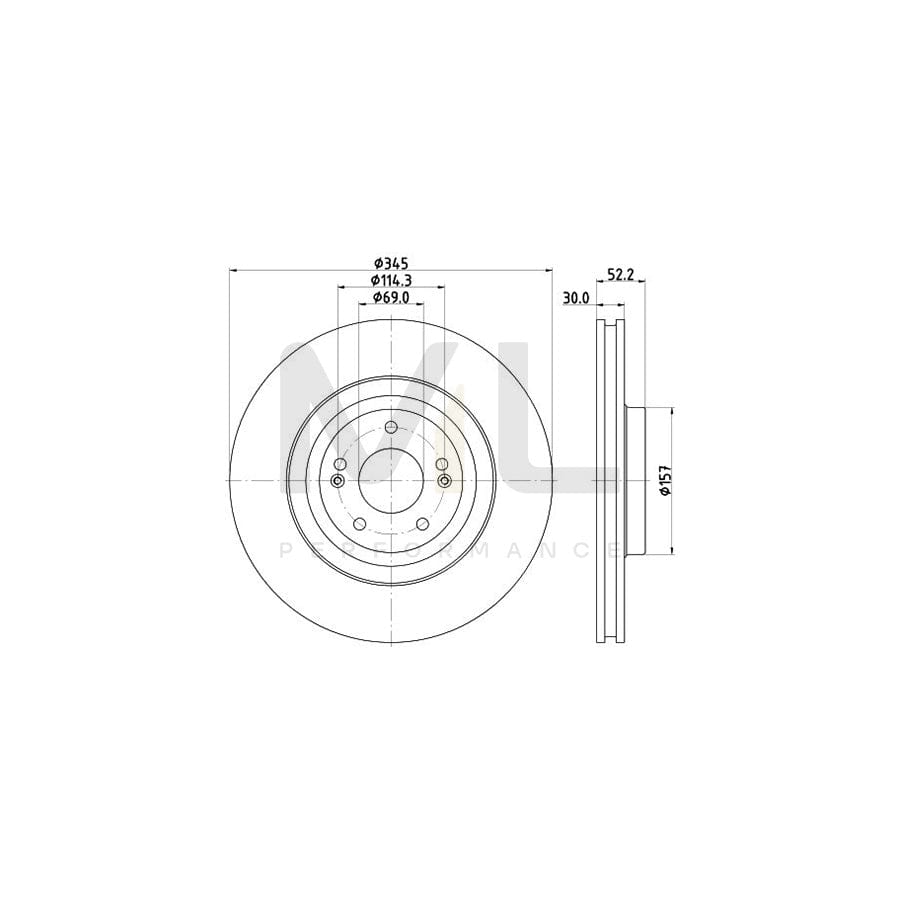 HELLA 8DD 355 132-681 Brake Disc for HYUNDAI i30 Internally Vented, Coated, without wheel hub, without wheel studs | ML Performance Car Parts