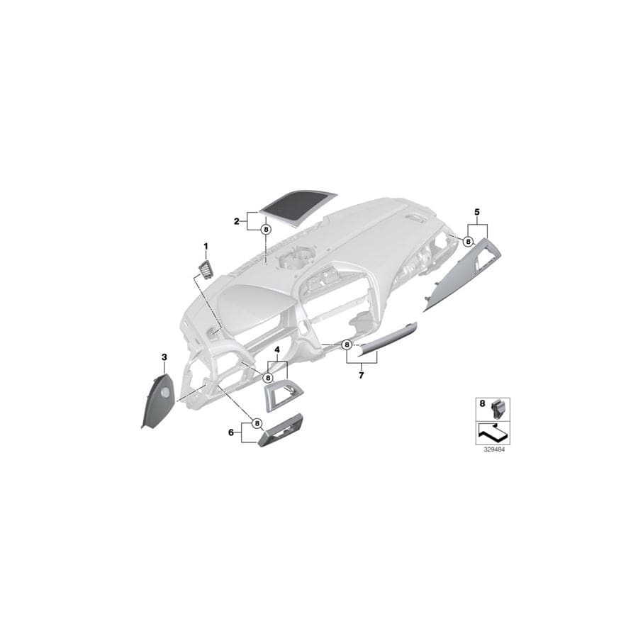 Genuine BMW 51459286759 F20 F21 Trim Instr.Pan.Al Brush.Lengthw.Fr.Pass. OXIDSILBER (Inc. 120dX, 116i & M240i) | ML Performance UK Car Parts