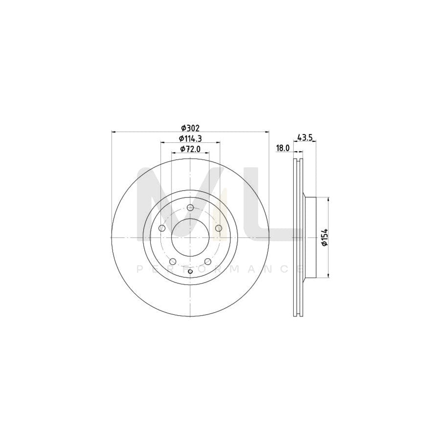 HELLA PRO 8DD 355 115-211 Brake Disc for MAZDA RX-8 (SE, FE) Internally Vented, Coated, without wheel hub, without wheel studs | ML Performance Car Parts