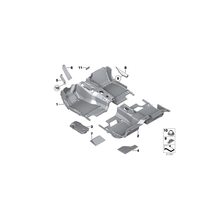 Genuine BMW 51479121684 F02 F03 F04 Foam Insert Footwell Rear Right (Inc. 740LdX, 750LiX & 750LdX) | ML Performance UK Car Parts