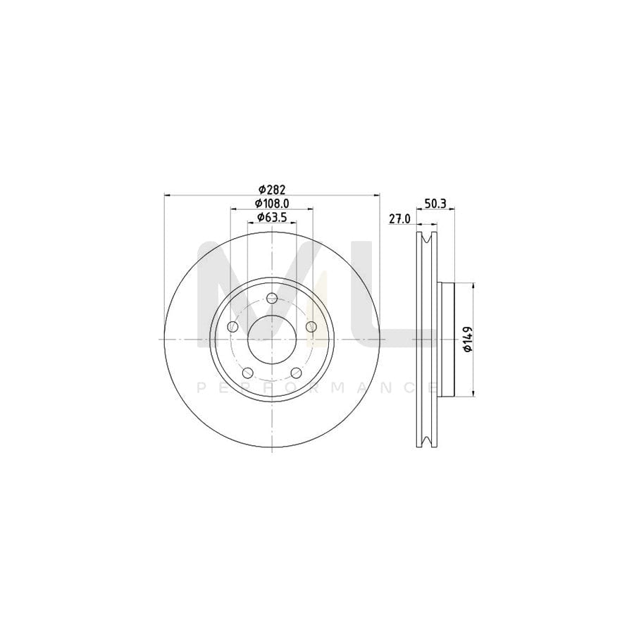 HELLA 8DD 355 132-021 Brake Disc for FORD FOCUS Internally Vented, Coated, High-carbon, without wheel hub, without wheel studs | ML Performance Car Parts