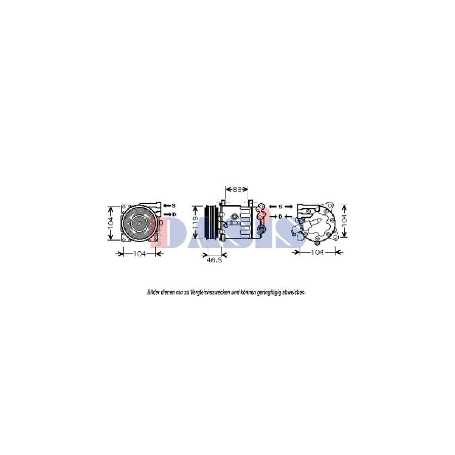 AKS Dasis 851872N Compressor, Air Conditioning For Peugeot 406 Saloon | ML Performance UK