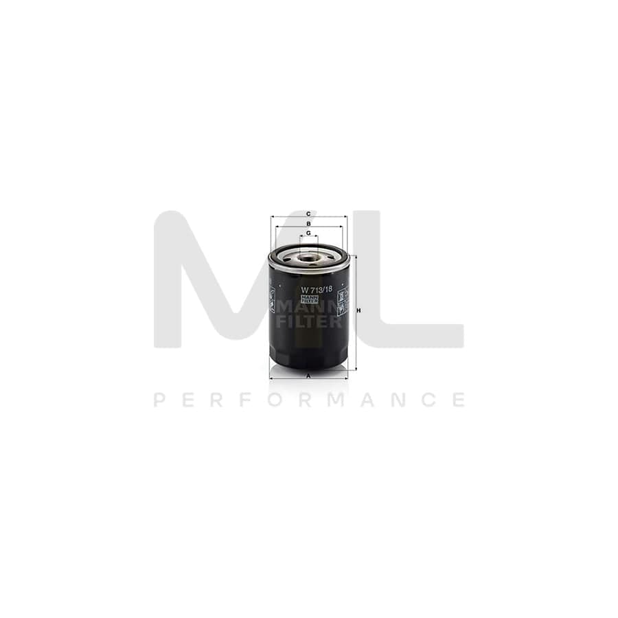 MANN-FILTER W 713/18 Oil Filter Spin-on Filter | ML Performance Car Parts