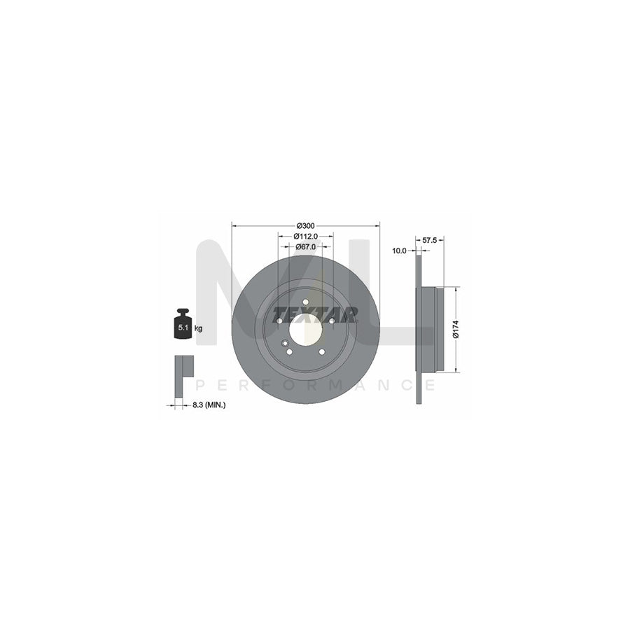 TEXTAR PRO 92163303 Brake Disc Solid, Coated, without wheel hub, without wheel studs | ML Performance Car Parts