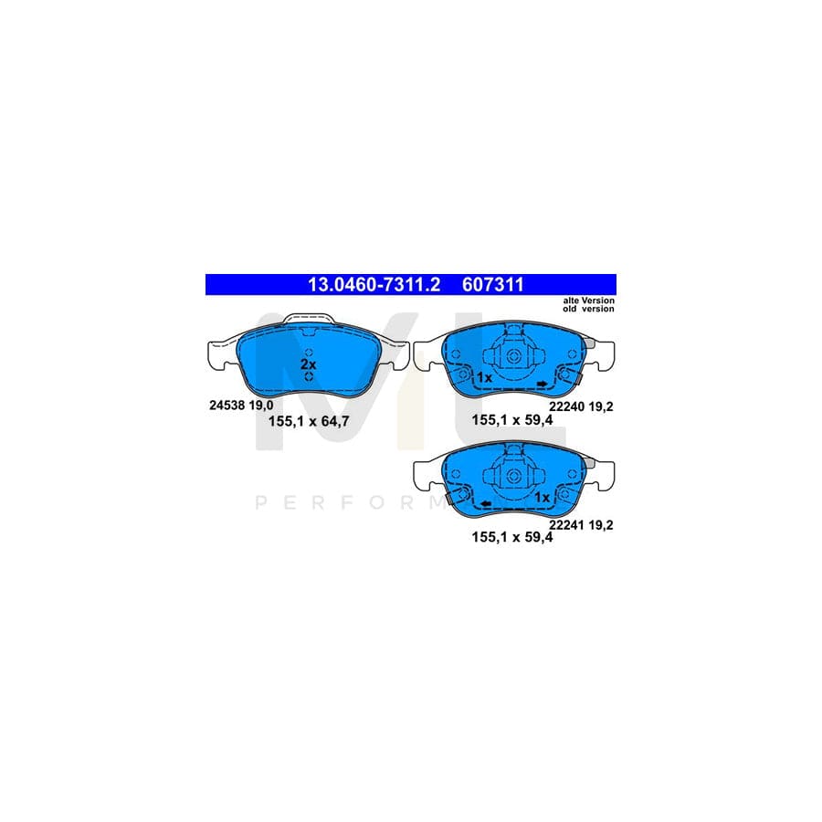 ATE 13.0460-7311.2 Brake pad set with acoustic wear warning | ML Performance Car Parts