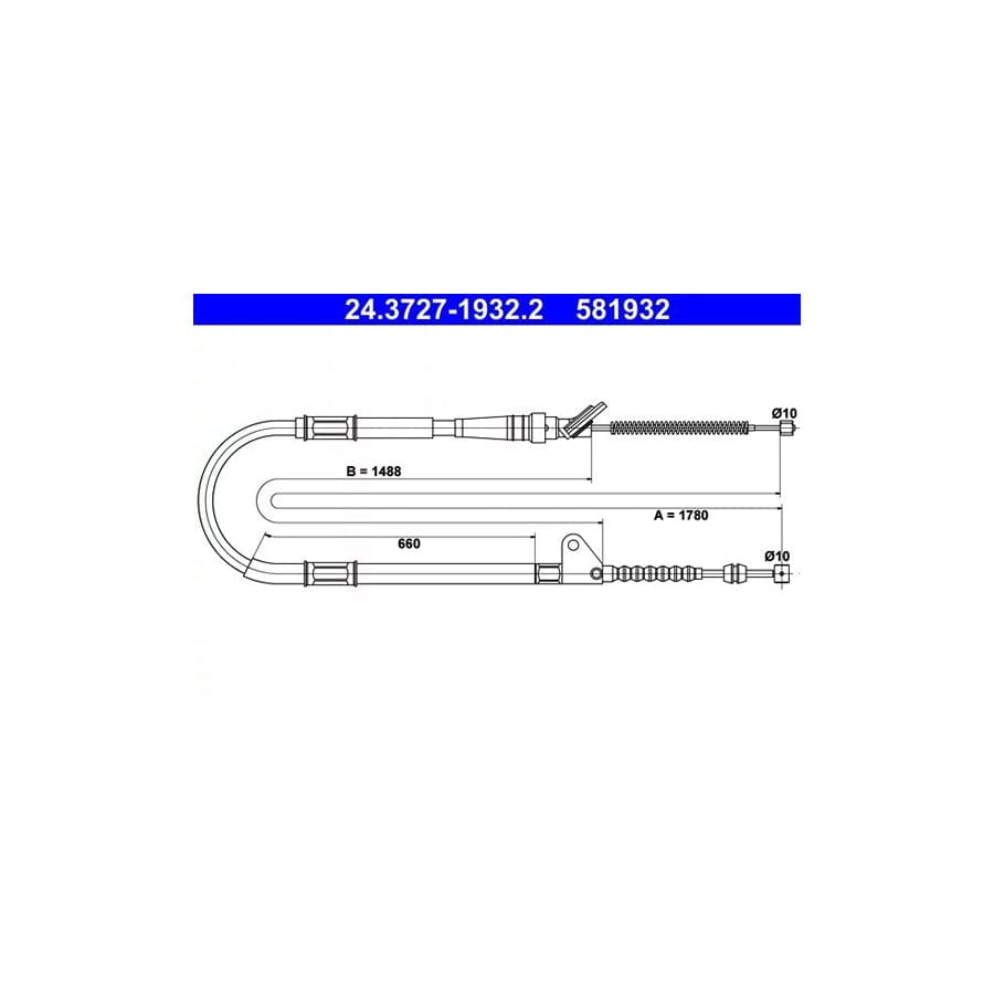 ATE 24.3727-1932.2 Hand Brake Cable For Toyota Carina