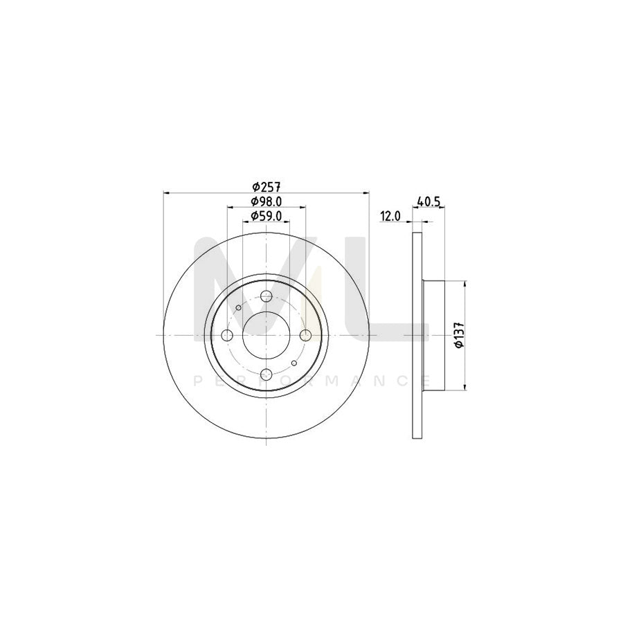 HELLA PRO 8DD 355 117-931 Brake Disc Solid, Coated, without wheel hub, without wheel studs | ML Performance Car Parts