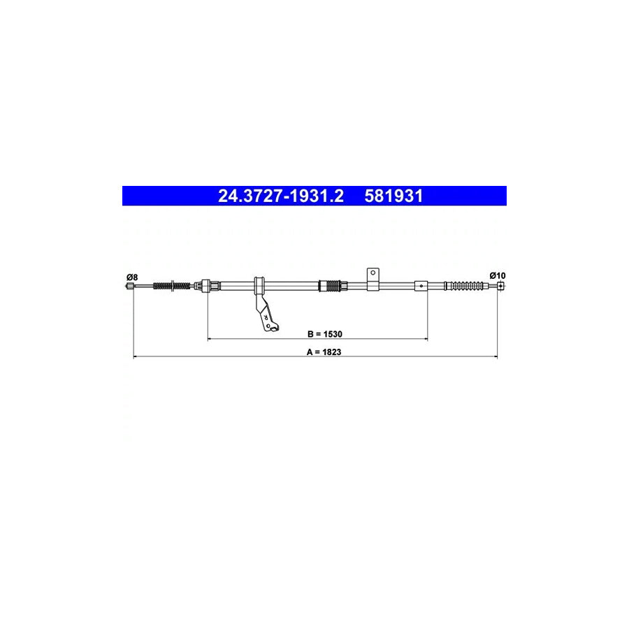 ATE 24.3727-1931.2 Hand Brake Cable For Toyota Avensis