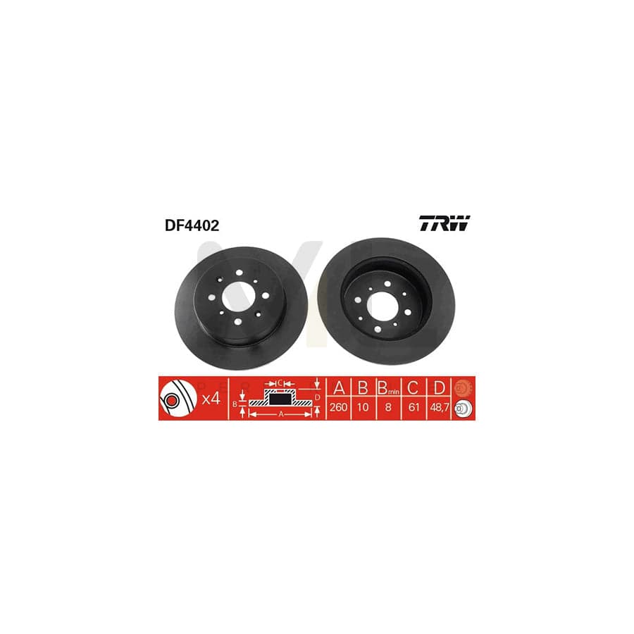 TRW DF4402 Brake Disc Solid, Painted | ML Performance Car Parts