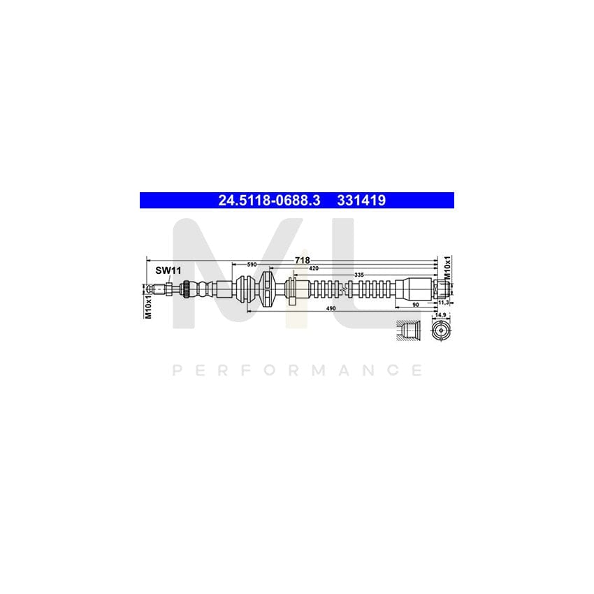 ATE 24.5118-0688.3 Brake Hose 718mm, M10x1 | ML Performance Car Parts