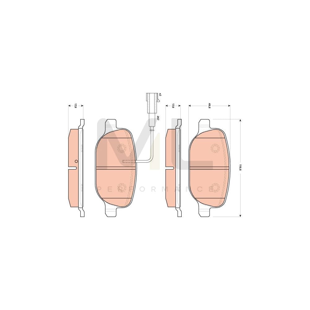 TRW Gdb1851 Brake Pad Set For Alfa Romeo Giulietta Hatchback (940) Incl. Wear Warning Contact | ML Performance Car Parts