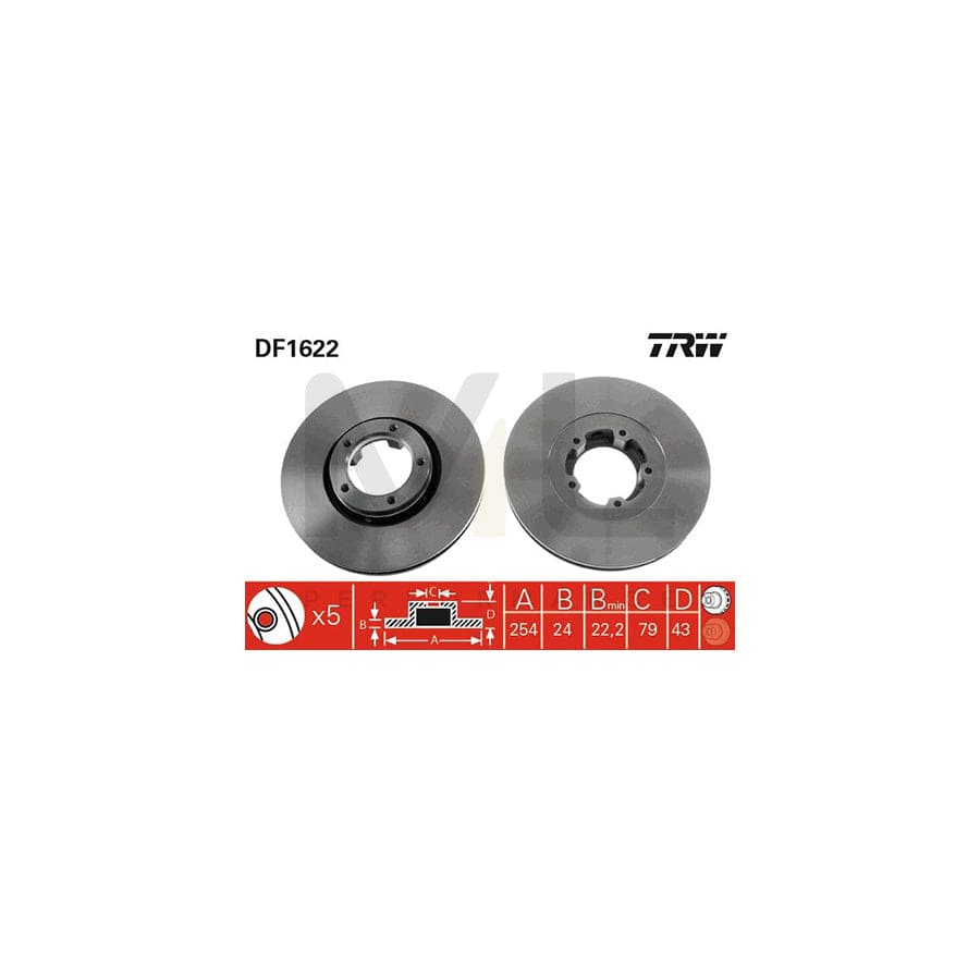 TRW DF1622 Brake Disc for FORD TRANSIT Vented, Painted | ML Performance Car Parts