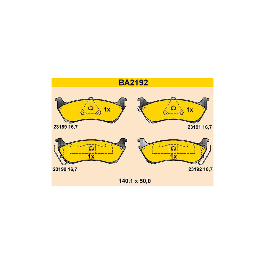 Barum BA2192 Brake Pad Set Suitable For Mercedes-Benz Ml-Class (W163)