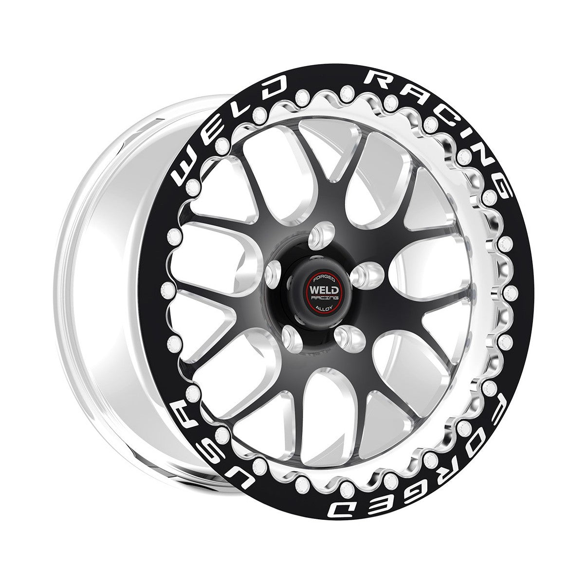 Weld 77HB7100W52F S77 Beadlock Wheel 17x10 5x115 ET-7 BS5.2 Black Center - Polished Shell