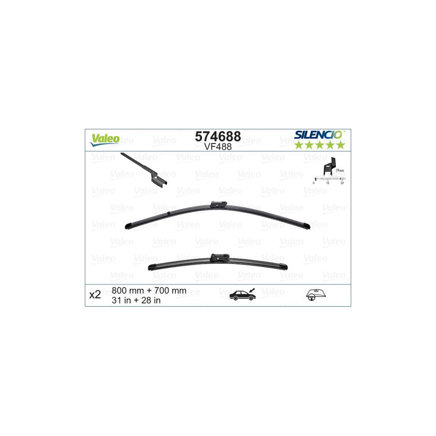 Valeo Silencio Flat Blade Set, Silencio X.Trm 574688 Wiper Blade | ML Performance UK Car Parts