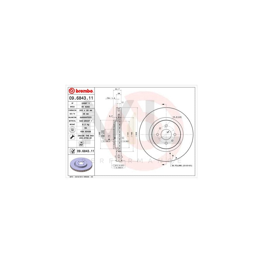 BREMBO COATED DISC LINE 09.6843.11 Brake Disc for FIAT Coupe (175) Internally Vented, Coated, with bolts/screws | ML Performance Car Parts