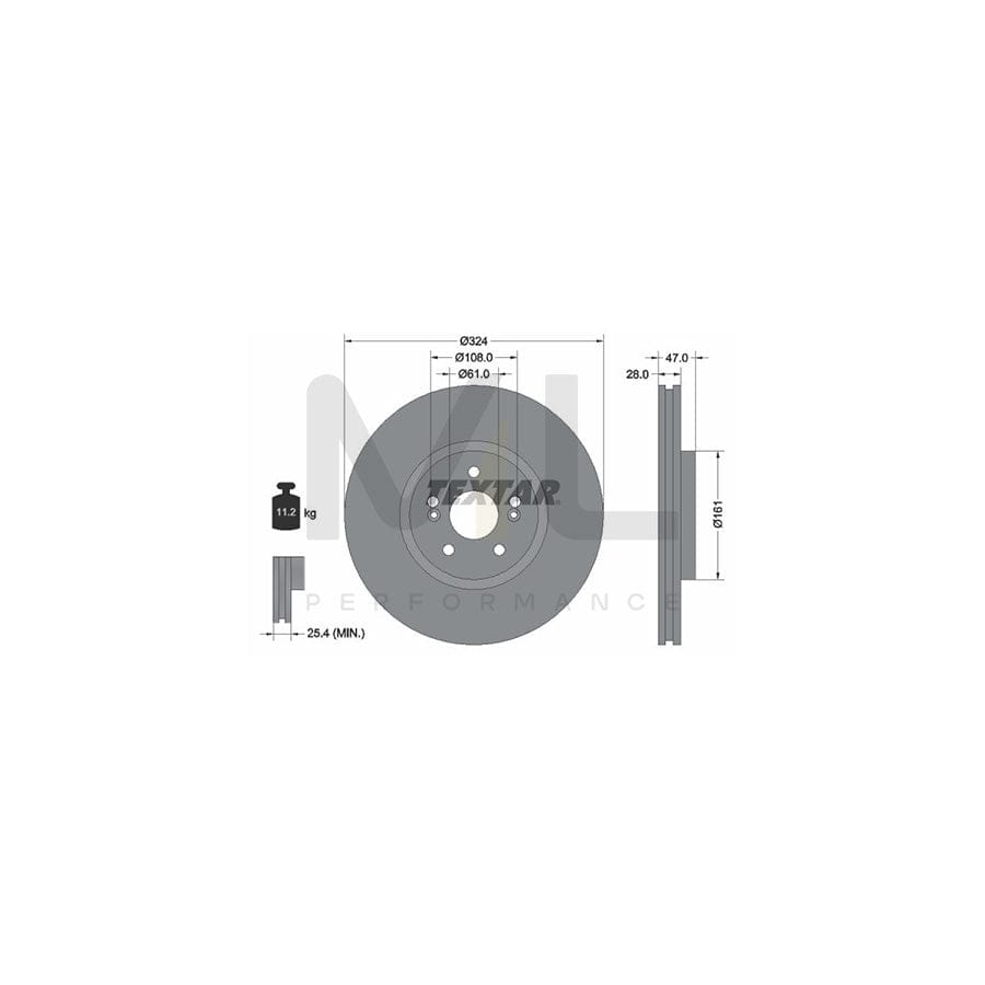 TEXTAR PRO 92119403 Brake Disc Externally Vented, Coated, without wheel hub, without wheel studs | ML Performance Car Parts