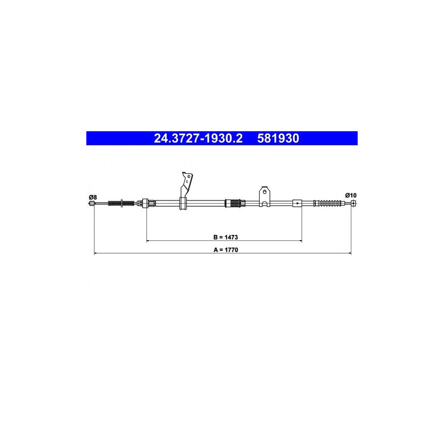 ATE 24.3727-1930.2 Hand Brake Cable For Toyota Avensis