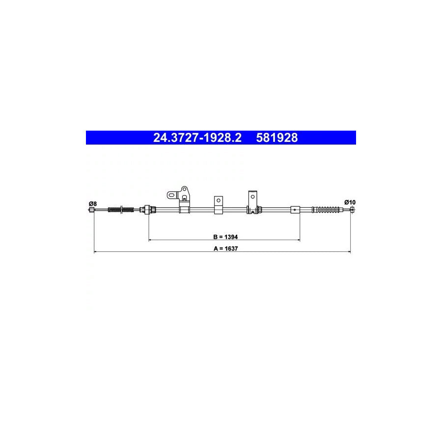 ATE 24.3727-1928.2 Hand Brake Cable For Toyota Corolla