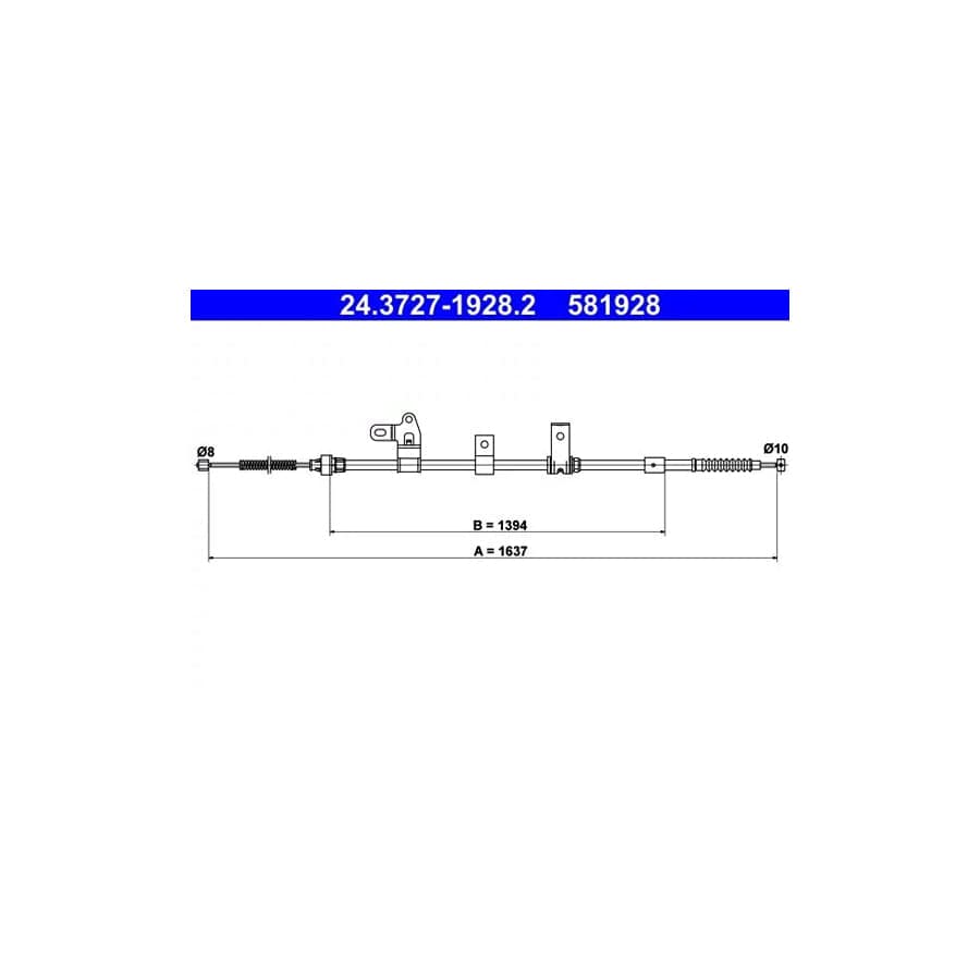 ATE 24.3727-1928.2 Hand Brake Cable For Toyota Corolla