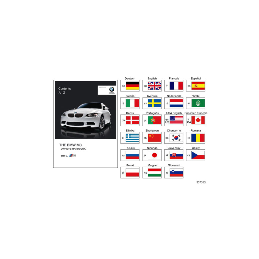 Genuine BMW 01402605619 E92 E93 Owner's Manual For E92, E93 M3 W. Idrive EN US, MJ 2011 (Inc. M3) | ML Performance UK