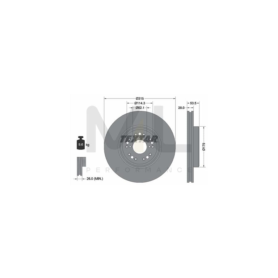 TEXTAR PRO 92173803 Brake Disc Internally Vented, Coated, without wheel hub, without wheel studs | ML Performance Car Parts