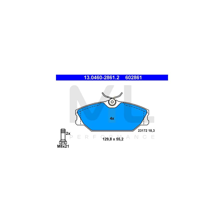 ATE 13.0460-2861.2 Brake pad set excl. wear warning contact, with brake caliper screws | ML Performance Car Parts