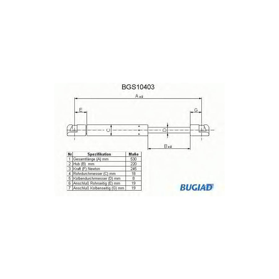 Bugiad BGS10403 Tailgate Strut For Vw Polo Ii Hatchback (86C, 80)