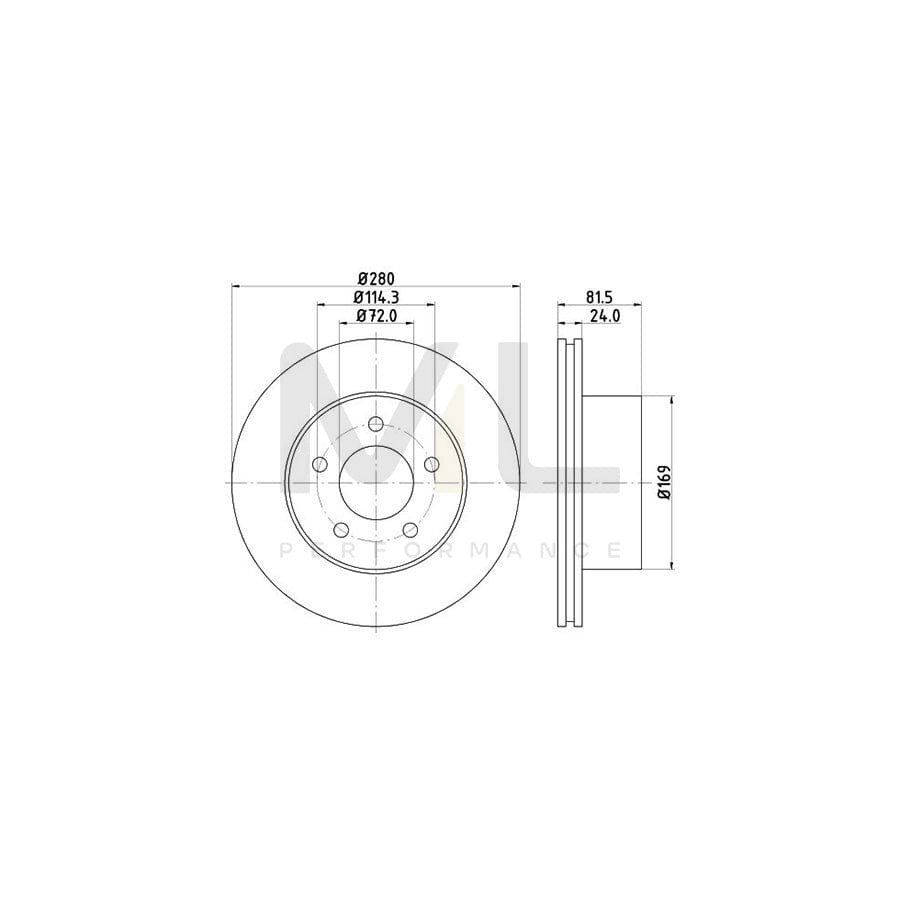 HELLA 8DD 355 108-591 Brake Disc Internally Vented, without wheel hub, without wheel studs | ML Performance Car Parts