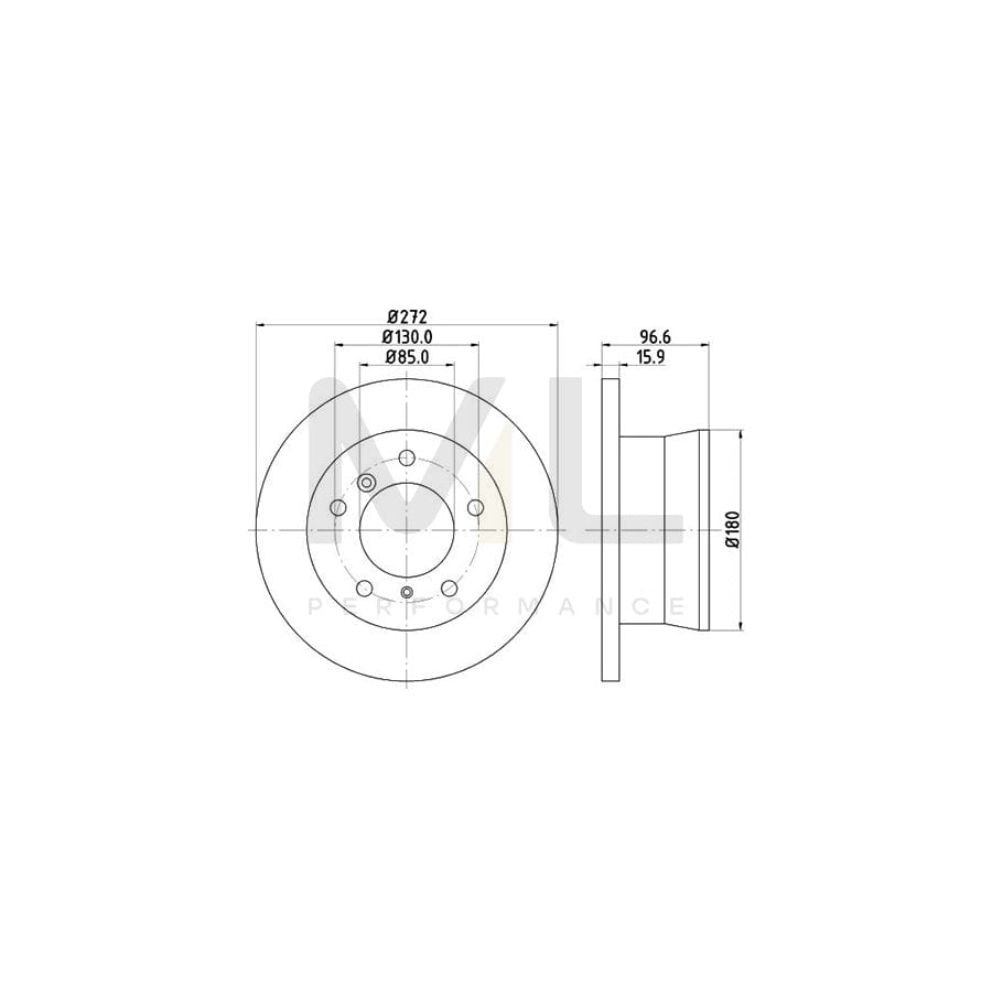 HELLA PRO 8DD 355 111-901 Brake Disc Solid, Coated, without wheel hub, without wheel studs | ML Performance Car Parts