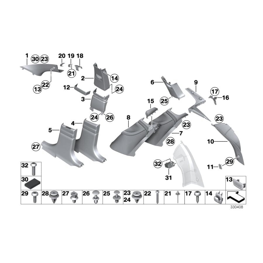 Genuine BMW 51477361746 F07 Cover, Column C, Bottom Right VENETOBEIGE (Inc. 550iX 4.0, 528i & 535dX) | ML Performance UK Car Parts