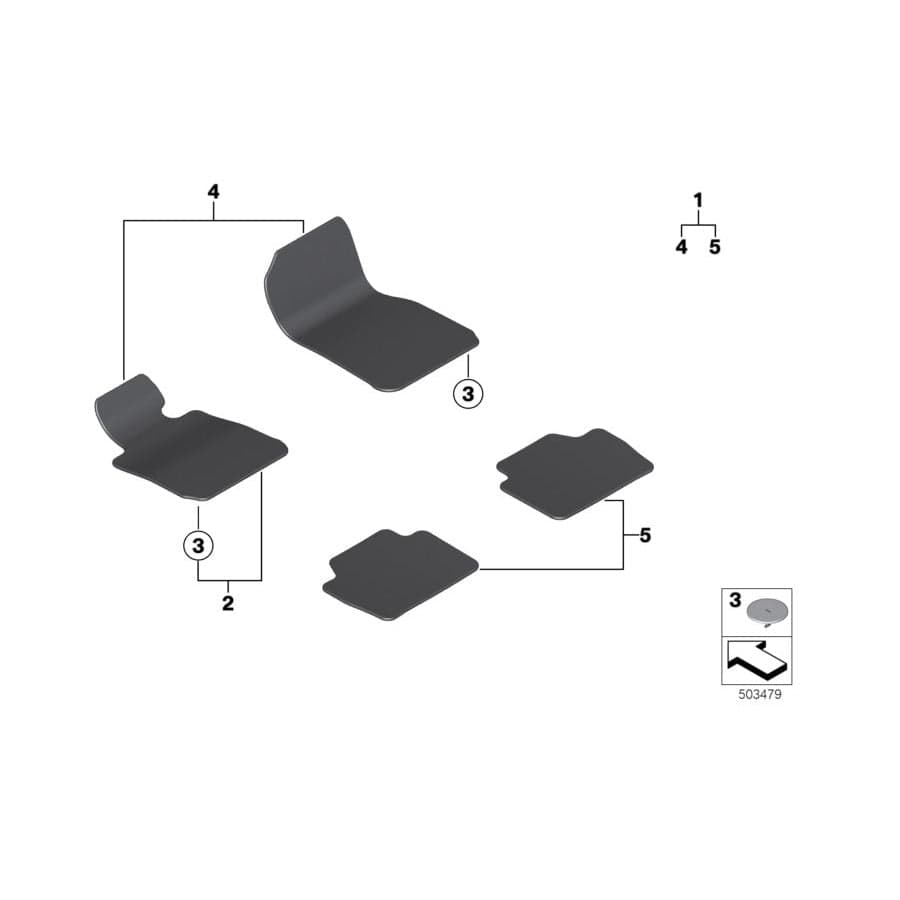 Genuine BMW 51477360801 F36 Floor Mat Velours Driver Side ANTHRAZIT (Inc. 430iX, 420dX & 420iX) | ML Performance UK Car Parts