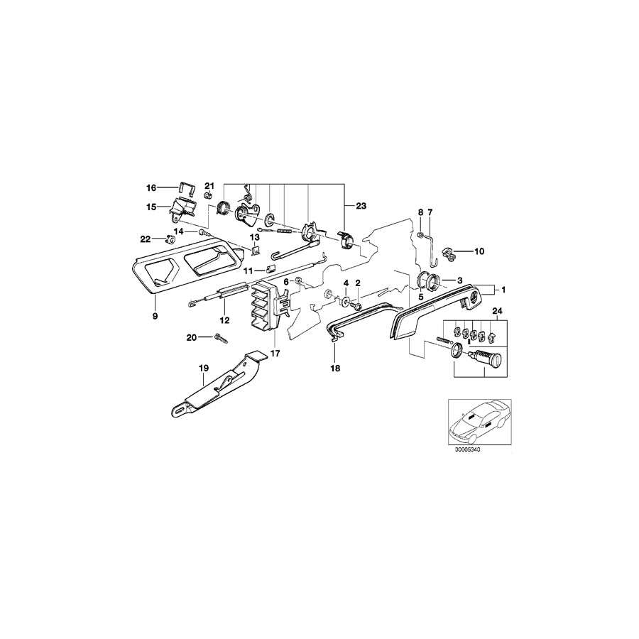 Genuine BMW 51218105147 E34 E32 Lever Left (Inc. 525ix) | ML Performance UK Car Parts