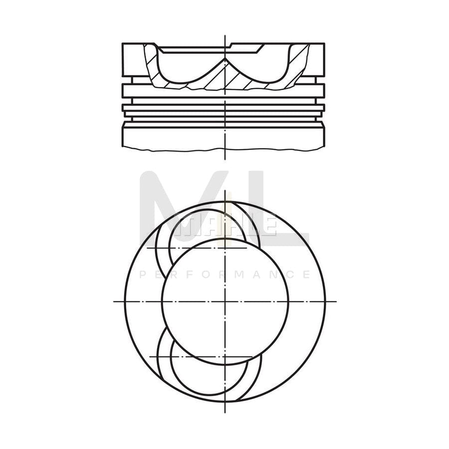 MAHLE ORIGINAL 007 PI 00107 000 Piston 104,0 mm, with piston rings, with cooling duct, with piston ring carrier | ML Performance Car Parts