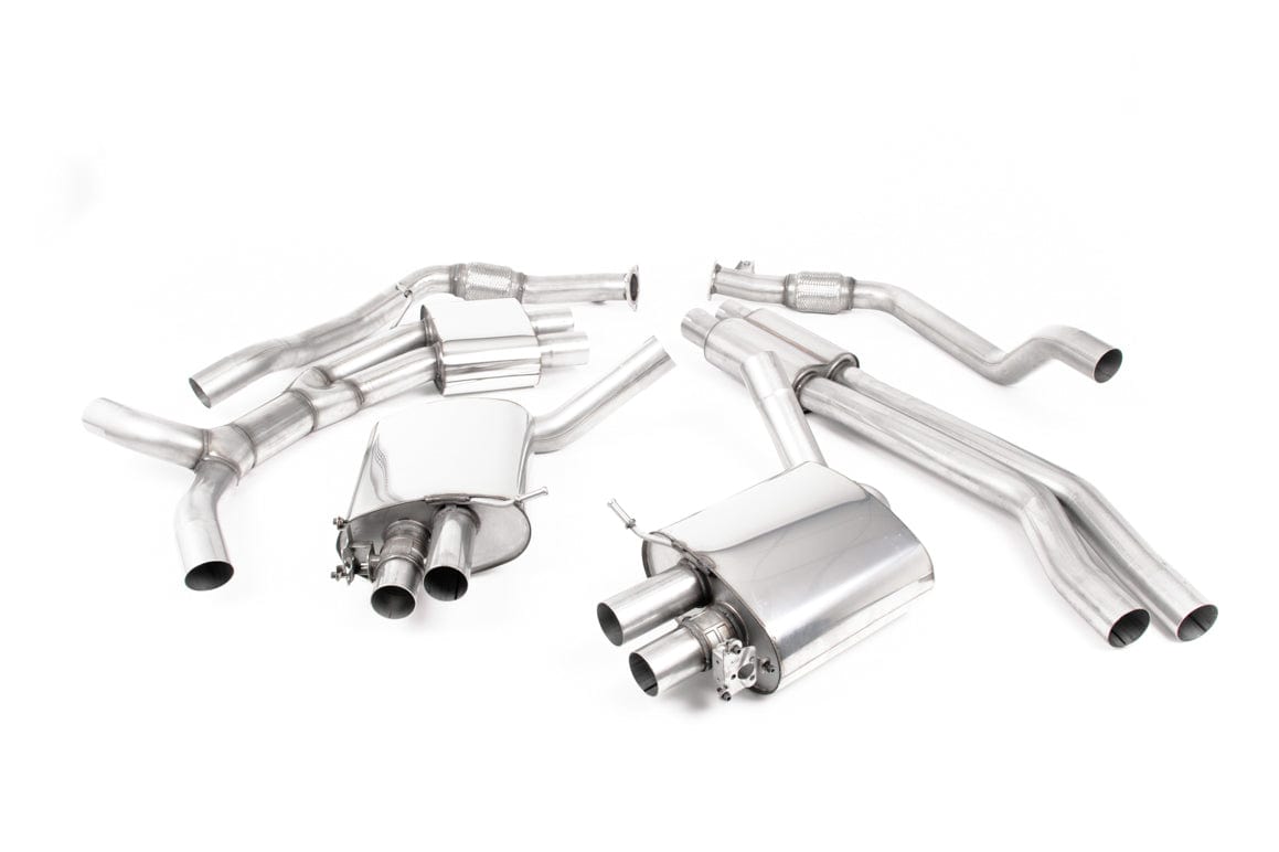 MillTek SSXAU1001 Audi RS5 Resonated Cat-Back Exhaust with Cerakote Black Oval Trims