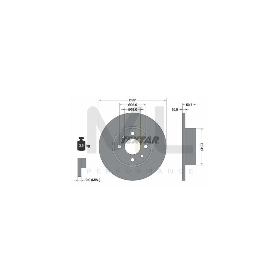 TEXTAR 92034200 Brake Disc Solid, without wheel hub, without wheel studs | ML Performance Car Parts