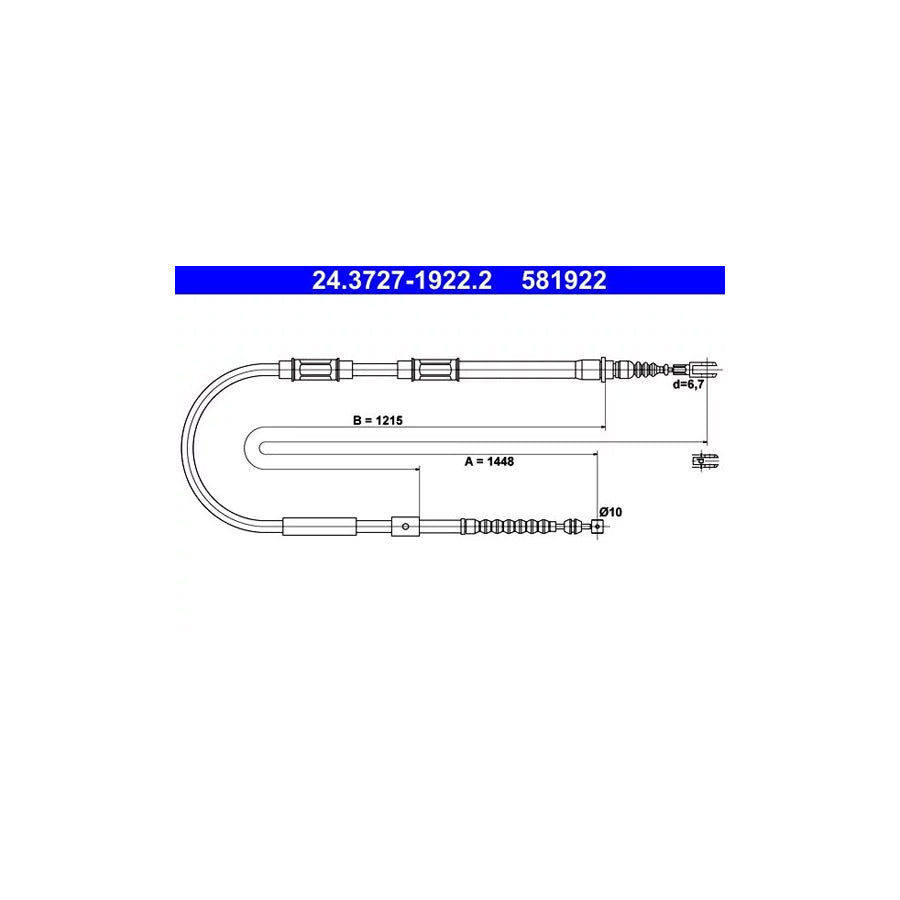 ATE 24.3727-1922.2 Hand Brake Cable For Toyota Corolla