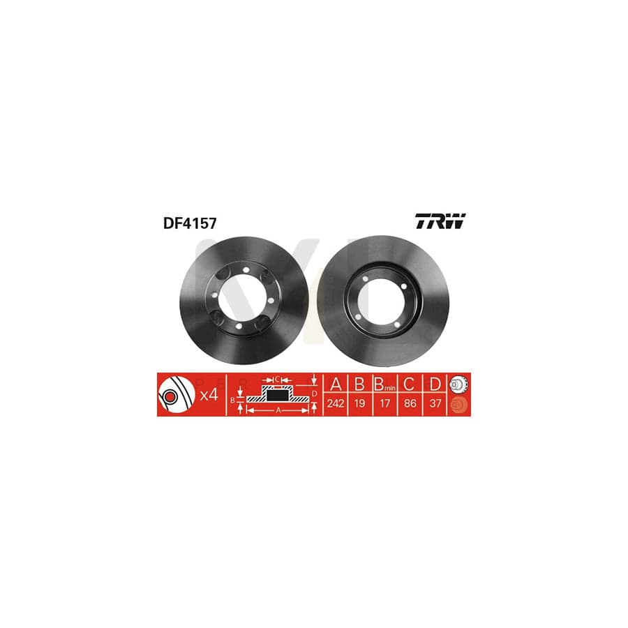 TRW DF4157 Brake Disc for HYUNDAI LANTRA Vented | ML Performance Car Parts