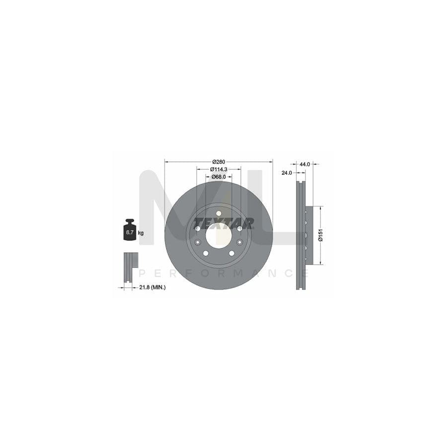 TEXTAR 92195500 Brake Disc Externally Vented, without wheel hub, without wheel studs | ML Performance Car Parts