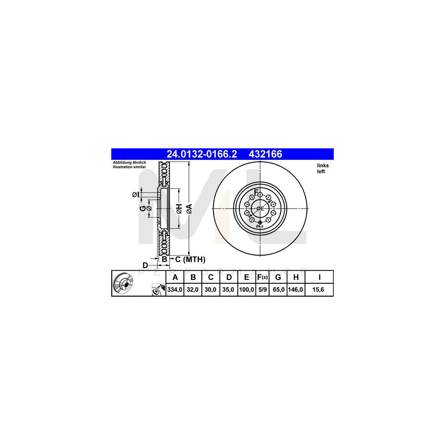 ATE 24.0132-0166.2 Brake Disc Two-piece brake disc, Vented, Coated, High-carbon | ML Performance Car Parts