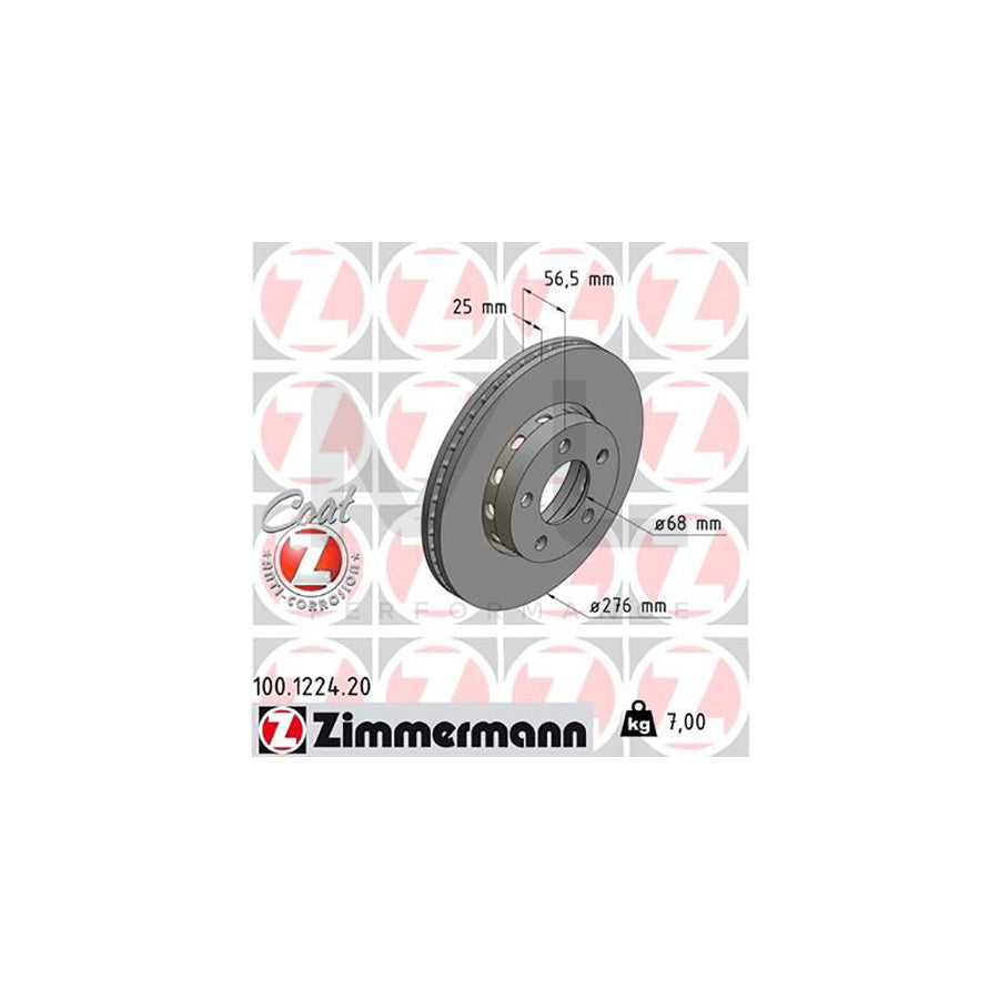 ZIMMERMANN COAT Z 100.1224.20 Brake Disc Externally Vented, Coated | ML Performance Car Parts