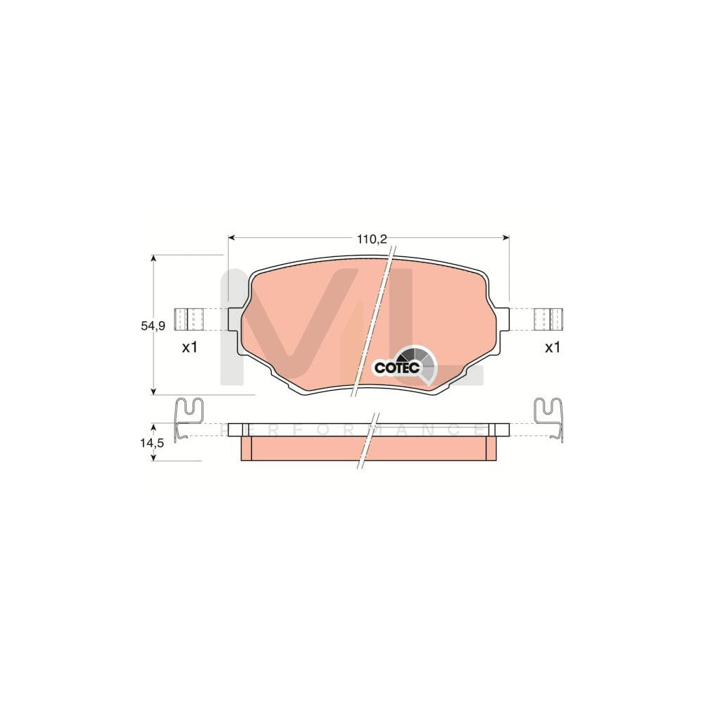 TRW Cotec Gdb3132 Brake Pad Set With Acoustic Wear Warning, With Accessories | ML Performance Car Parts