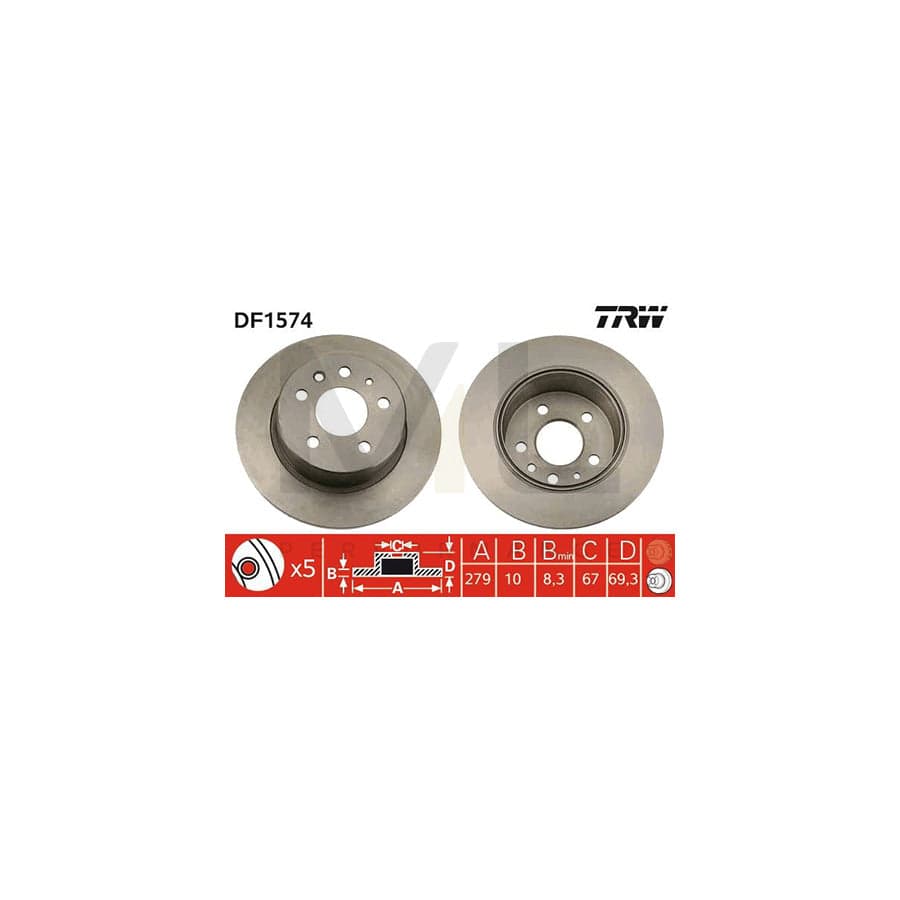 TRW DF1574 Brake Disc Solid, Painted | ML Performance Car Parts