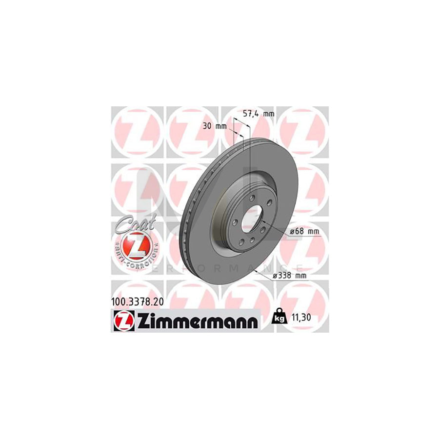 ZIMMERMANN COAT Z 100.3378.20 Brake Disc Internally Vented, Coated, High-carbon | ML Performance Car Parts