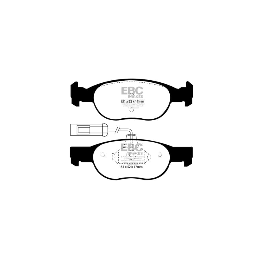 EBC PD01KF486 Fiat Lancia Greenstuff Front Brake Pad & Plain Disc Kit  - Girling/TRW Caliper (Inc. Marea Weekend & Dedra) 2 | ML Performance UK Car Parts