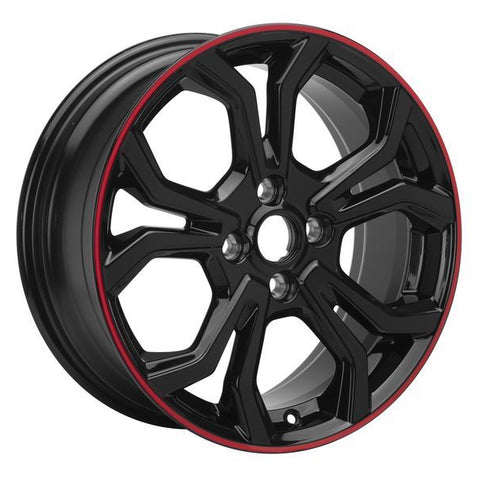 GENUINE FORD 2327911 x4 SET OF 4 FIESTA - FIESTA VAN ALLOY WHEEL 17" 5 X 2-SPOKE Y DESIGN, BLACK WITH RED ACCENT RING, 2017 - 2021 | ML Performance UK