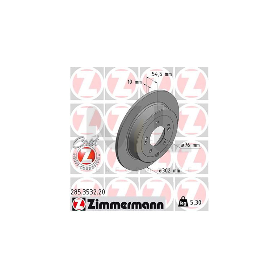 ZIMMERMANN COAT Z 285.3532.20 Brake Disc Solid, Coated | ML Performance Car Parts