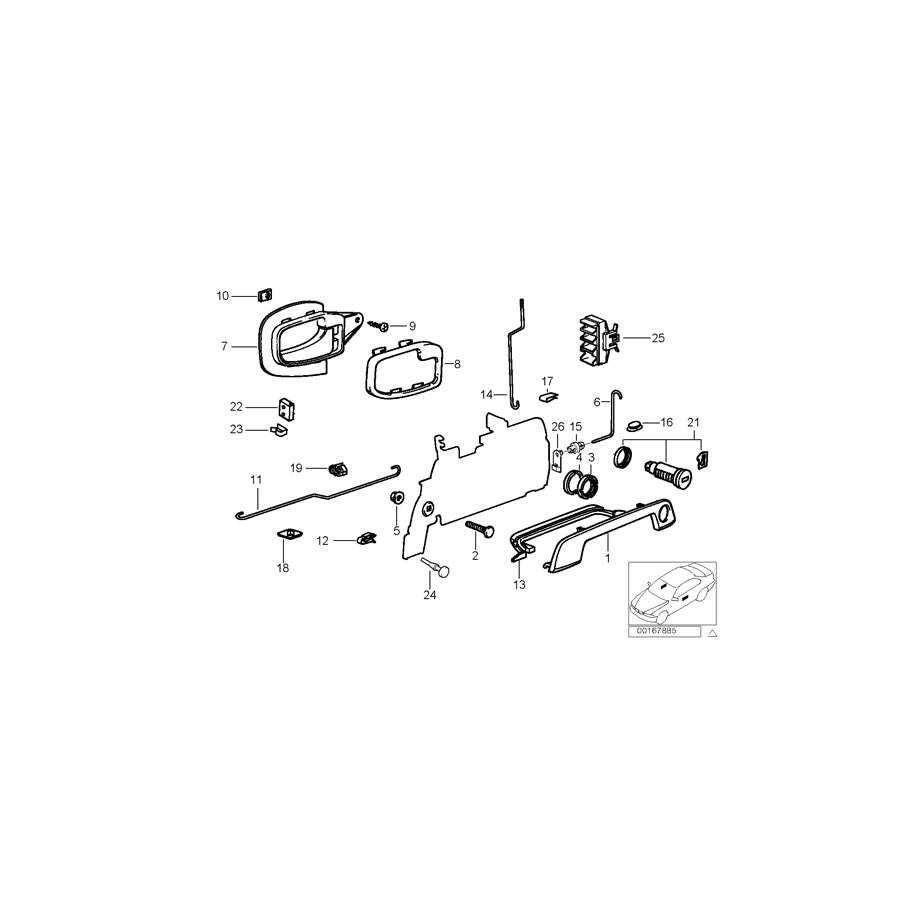 Genuine BMW 51218399242 E36 Right Operating Rod CHROM (Inc. Z3 1.8) | ML Performance UK Car Parts