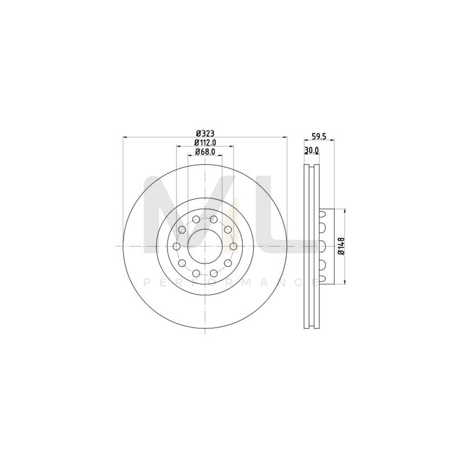 HELLA PRO High Carbon 8DD 355 127-421 Brake Disc Externally Vented, Coated, High-carbon, without wheel hub, without wheel studs | ML Performance Car Parts